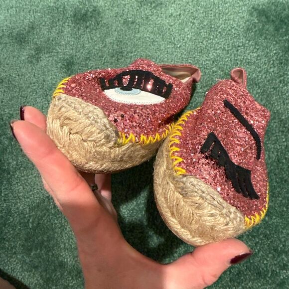 Chiara Ferragni Pink Glitter Slip On Espadrilles Size 37 - Picture 6 of 6